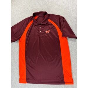 Virginia Tech Hokies Stitched Logo Campus Polo Shirt (Men's Large) Maroon